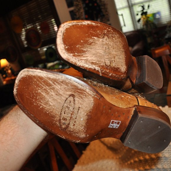 JB Dillon Womens Size 8.5 Western Boots Brown with Silver Inlay Pattern - Picture 4 of 7